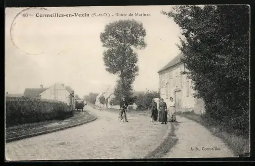 AK Cormeilles-en-Vexin, Route de Marines, Strassenpartie