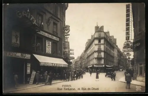 AK Paris, Rue Fontaine et Rue de Douai, Strassenpartien