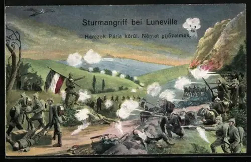 AK Deutsche Truppen beim Sturmangriff auf Luneville