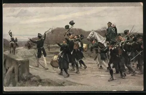 AK Befreiungskriege, Blüchers Vortrupp erblickt den Rhein bei Caub