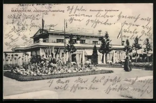 AK Mannheim, Jubiläums-Ausstellung 1907, Restaurant Biedermeyer