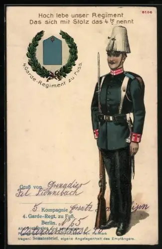 AK Soldat des 4. Garde-Regiment zu Fuss