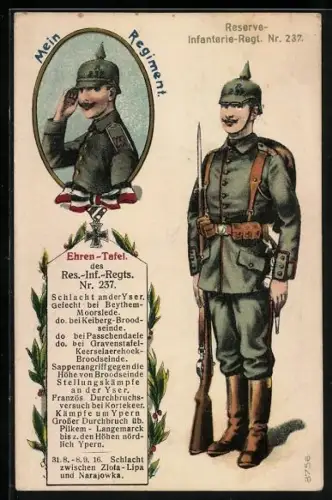 AK Soldat des Reserve-Infanterie-Regt. Nr. 237 in Uniform