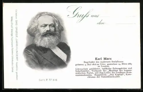 AK Karl Marx, Begründer des modernen Sozialismus, im Porträt
