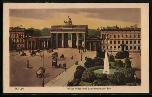 AK Berlin, Pariser Platz und Brandenburger Tor