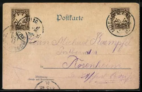 Lithographie München, Bavaria und Ruhmeshalle