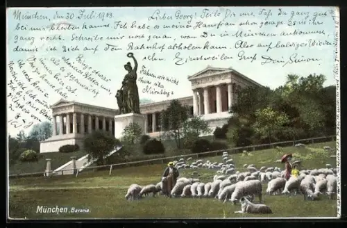 AK München, Bavaria, Schafherde