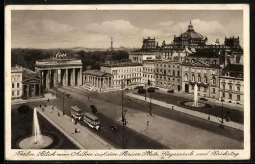 AK Berlin-Tiergarten, Pariser Platz, Siegessäule und Reichstag