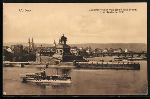 AK Coblenz, Zusammenfluss von Rhein und Mosel, Das deutsche Eck