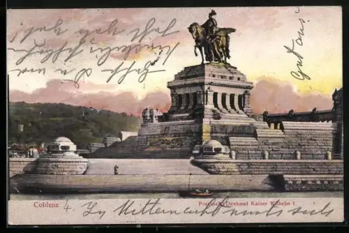 AK Coblenz, Provinzial-Denkmal Kaiser Wilhelm I.
