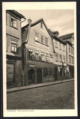AK Coburg, Ketschengasse mit Gemüsehandlung Barbara Schad
