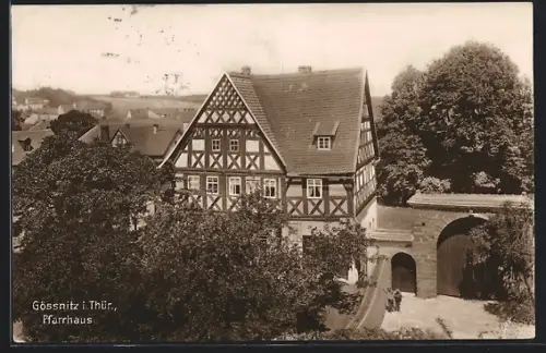 AK Gössnitz i. Thür., Pfarrhaus aus der Vogelschau