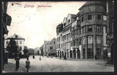 AK Coburg, Partie in der Bahnhofstrasse