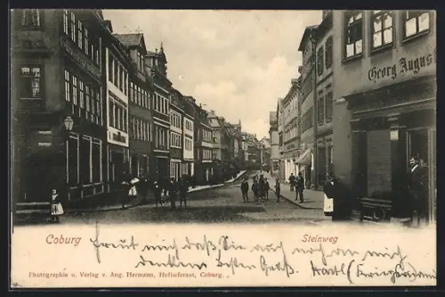 AK Coburg, Steinweg, Gasthaus Georg August