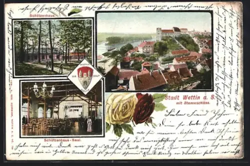 AK Wettin a. S., Stammschloss, Gasthaus Schützenhaus, Schützenhaus-Saal