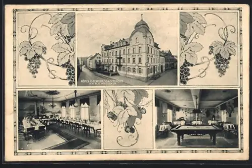 AK Katzenelnbogen i. N., Hotel Bremser, Brauerei, Speisesaal, Billardzimmer