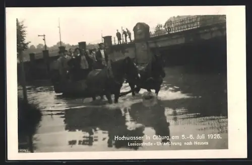 AK Coburg, Hochwasser 1926, Lossaustrasse, Unterführung nach Neuses