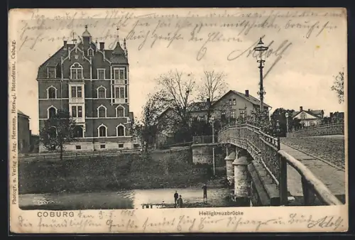 AK Coburg, Heiligkreuzbrücke mit Villa