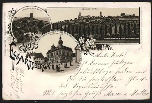 Lithographie Eckartsberga, Eckartsburg, Inneres der Burg, Restaurant Ratskeller