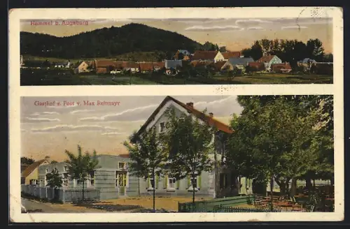 AK Hammel b. Augsburg, Gasthof z. Post v. Max Retmayr, Ortsansicht