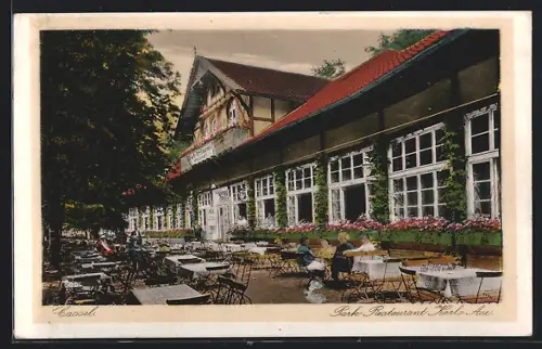 AK Kassel, Park-Restaurant Karls-Aue, Inh. Otto Eckart, Gartenansicht