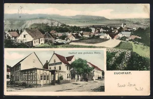 AK Buchfart, Gasthof zum goldenen Stern, Ortsansicht