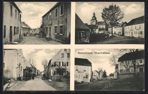 AK Stammbach /Oberfranken, Ortsansichten, Kirche, Strassenpartie