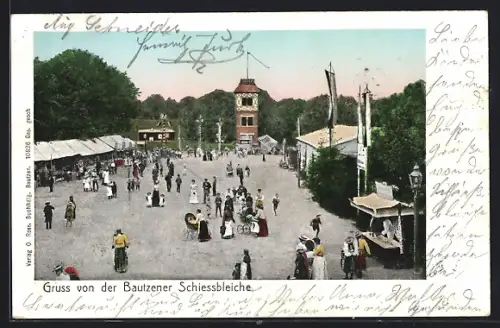 AK Bautzen, Schiessbleiche, Festplatz und Turm