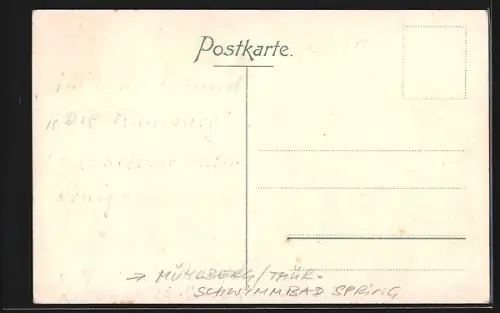 Künstler-AK Mühlberg i. Thür., Spring, Quelle mit Fabelwesen