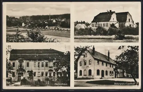 AK Langenleuba-Niederhain i. Thür., Ritterguts-Gasthof, Herrenhaus, Partie an der Leina