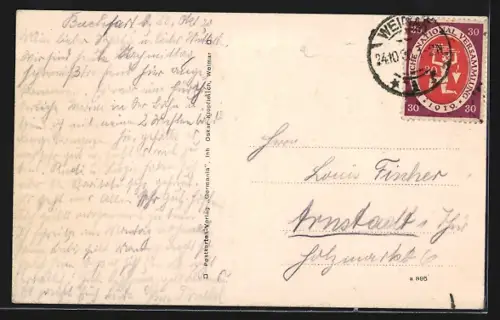 AK Buchfart / Weimar, Gasthof zum Burgschloss, Blick auf den Ort