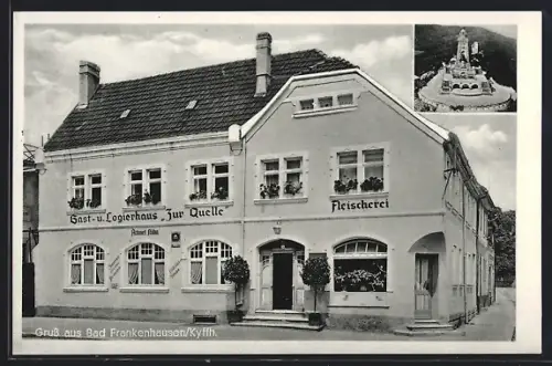 AK Bad Frankenhausen, Gasthaus und Fleischerei Zur Quelle