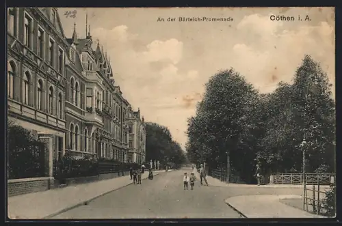 AK Cöthen i. A., an der Strasse Bärteich-Promenade