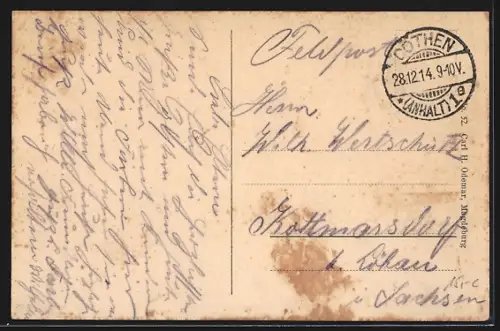 AK Cöthen i. A., an der Strasse Bärteich-Promenade