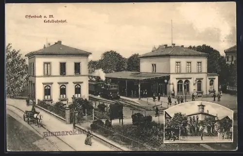 AK Offenbach a. M., Zug im Bahnhof
