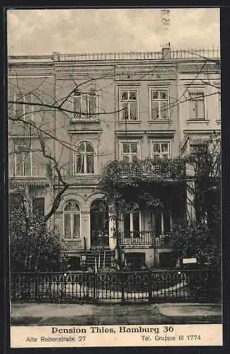 AK Hamburg-Rotherbaum, Hotel-Pension Thies, Alte Rabenstrasse 27
