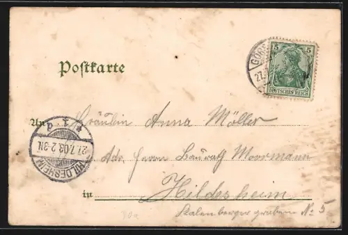 Lithographie Görsbach /Sachsen, Gasthaus zur Post, Bes. Theod. Möhrling, Oberthor