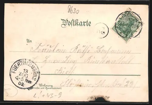 Lithographie Coburg, Volksfest Coburger Vogelschiessen, Besucher auf dem Festplatz