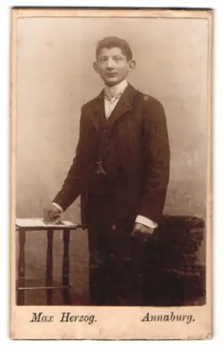Fotografie Max Herzog, Annaburg, Eleganter junger Mann im Anzug