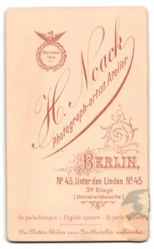 Fotografie H. Noack, Berlin, Unter den Linden 45, Porträt eines Jungen