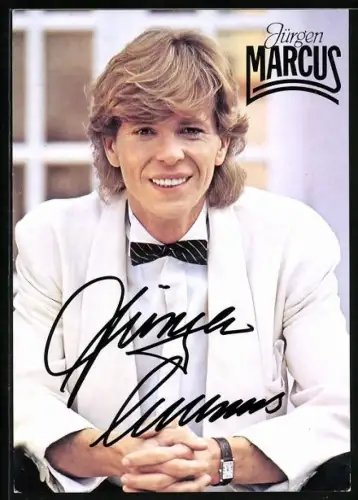 AK Musiker Jürgen Marcus mit Fliege, Autograph