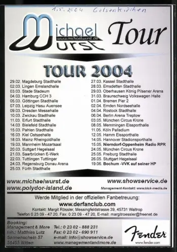 AK Musiker Michael Wurst mit Schwert, Autograph