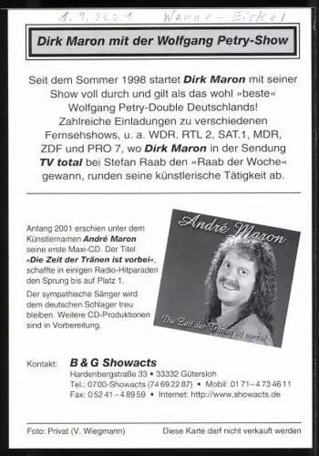 AK Musiker Dick Maron in kariertem Hemd, Autograph