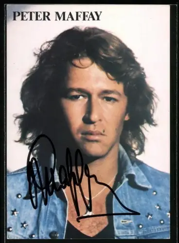 AK Musiker Peter Maffay in Jeanshemd, Autograph