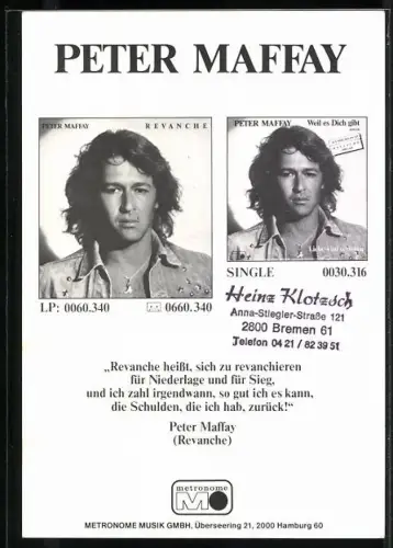 AK Musiker Peter Maffay in Jeanshemd, Autograph