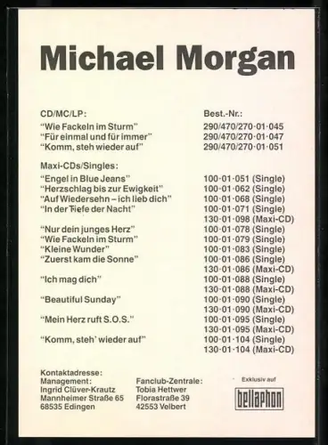 AK Musiker Michael Morgan im Porträt, Autograph