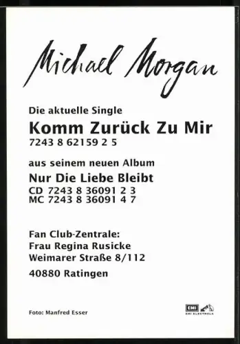 AK Musiker Michael Morgan lächelnd im Porträt, Autograph