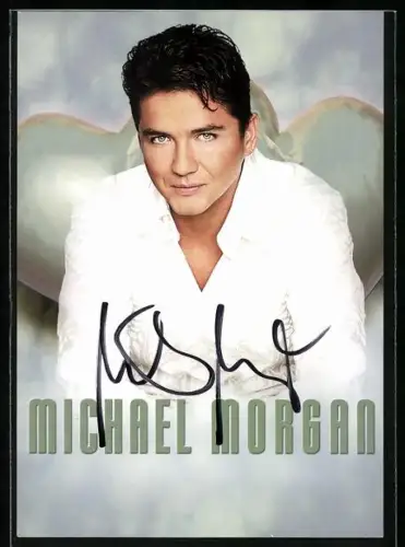 AK Musiker Michael Morgan in weissem Hemd, Autograph