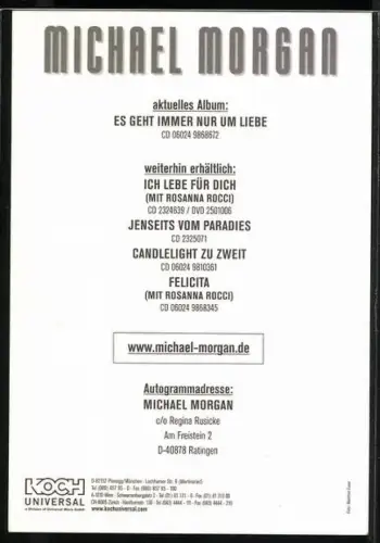 AK Musiker Michael Morgan in weissem Hemd, Autograph