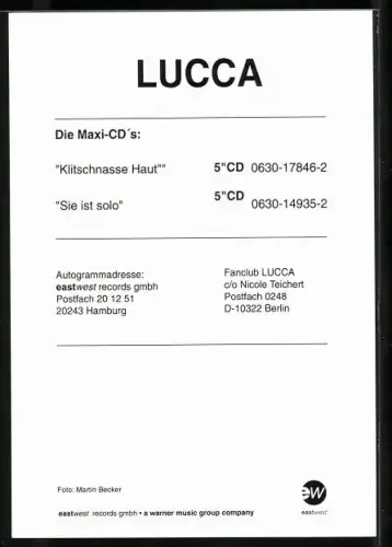 AK Musiker Luca lächelnd im Porträt, Autograph